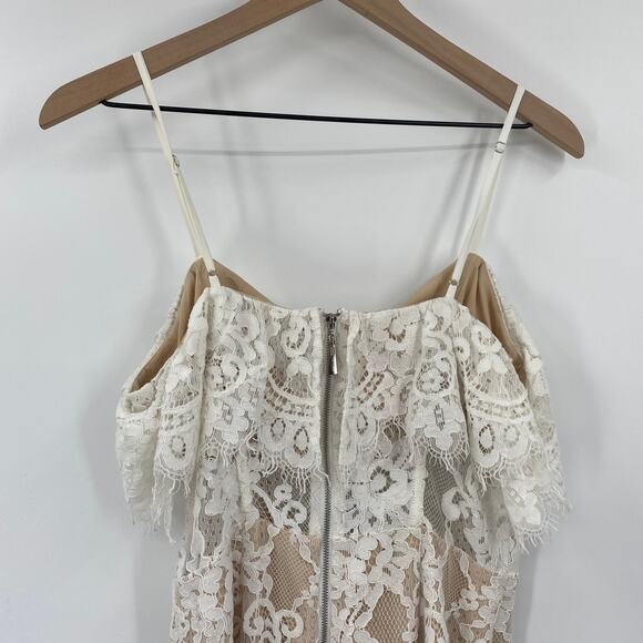 NBD X Naven Allie Mini Dress Lace Off Shoulder Sweetheart Neckline White Medium - Picture 6 of 9